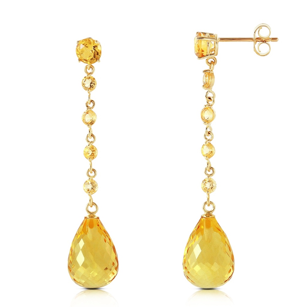 14K. SOLID GOLD CHANDELIERS EARRINGS WITH CITRINES - Picture 2 of 5